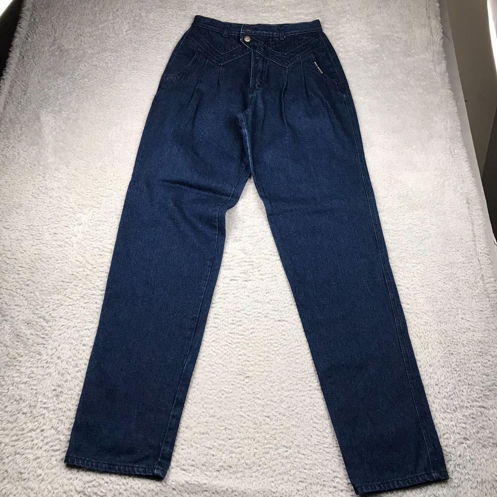 Vtg Rockies Jeans Womens 28x36 Dark Wash Bareback Pleated Western Yoke Cowgirl‎